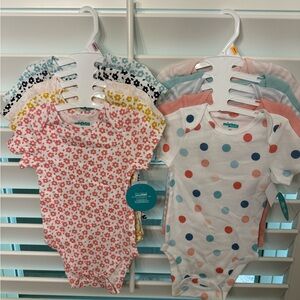 omighty Floral and Polka Dot Kids Bodysuits - Pink and White